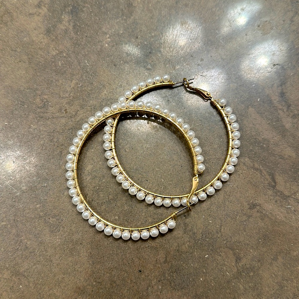 New Pearl Hoop Earrings